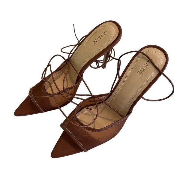 Clarité Brown Wrap Up Stilettos - Picture 4 of 8